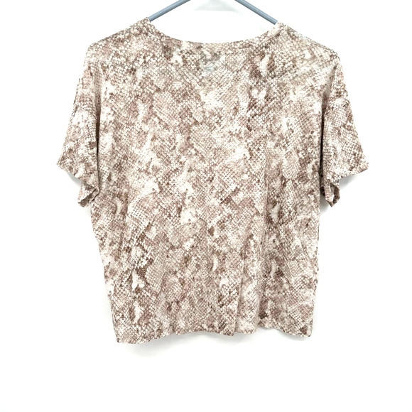 Ann Taylor size‎ Small crop short sleeve t-shirt 100% linen snakeprint pattern - Picture 2 of 4